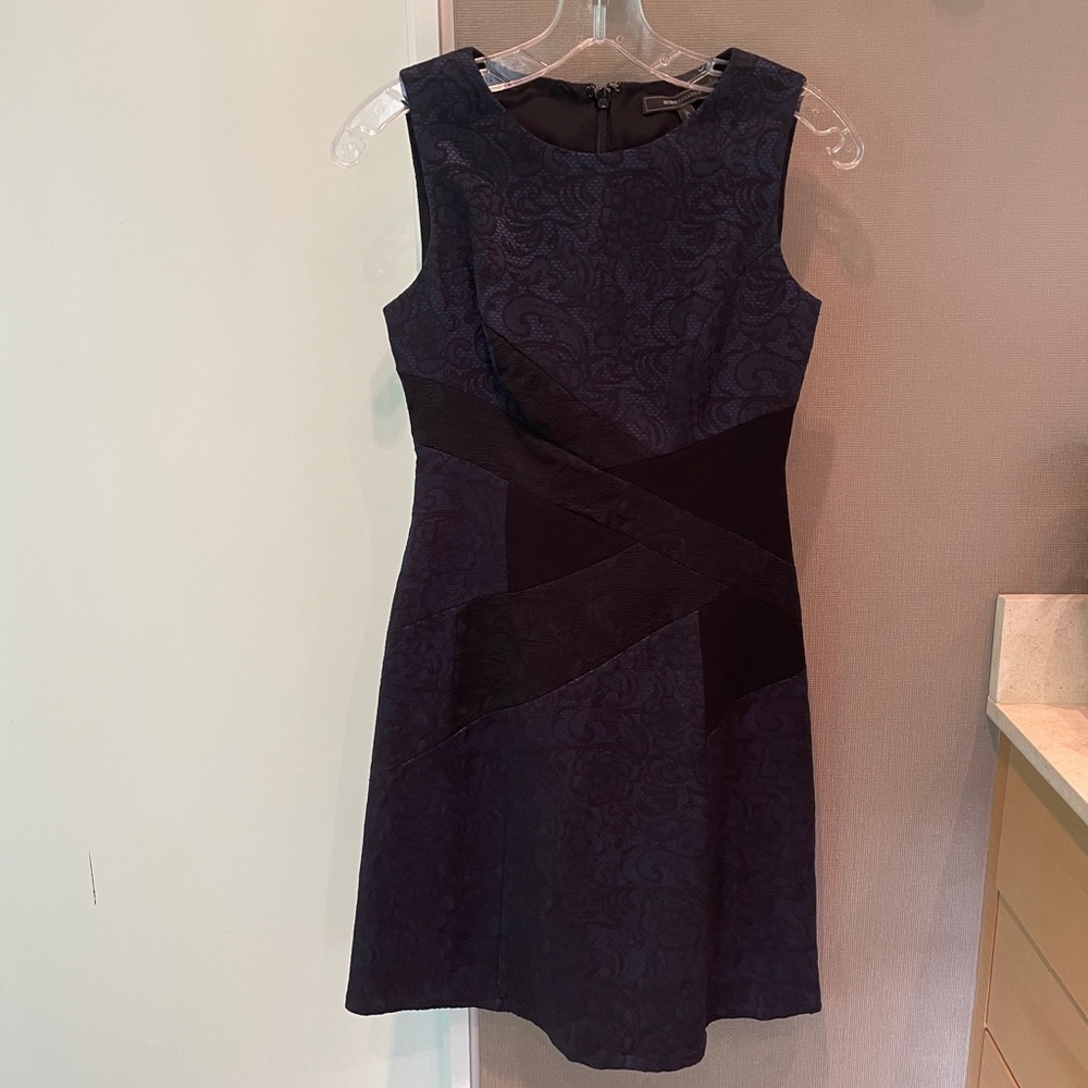 BCBG Dark Navy Black Lace A Line Dress